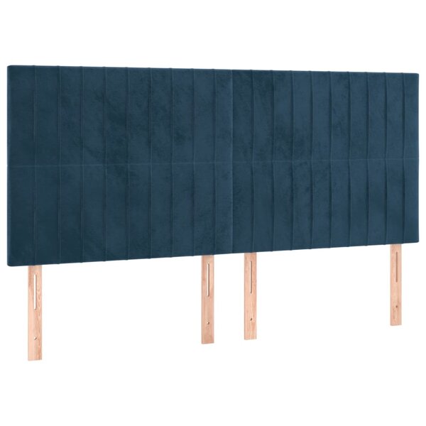vidaXL Tête de lit Bleu foncé 200 x 5 x 118/128 cm Velours