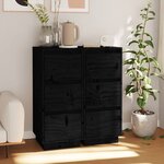 vidaXL Buffets 2 Pièces Noir 32x34x75 cm Bois massif de pin
