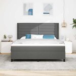 vidaXL Lit à ressort LED avec matelas Gris foncé 180 x 200 cm tissu