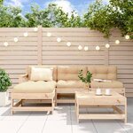 vidaXL Salon de jardin 5 Pièces avec coussins bois massif