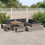 vidaXL Ensemble de canapé de jardin 13 Pièces Gris Poly rotin