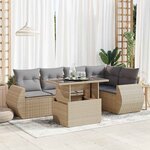 vidaXL Salon de jardin avec coussins 6 Pièces beige résine tressée