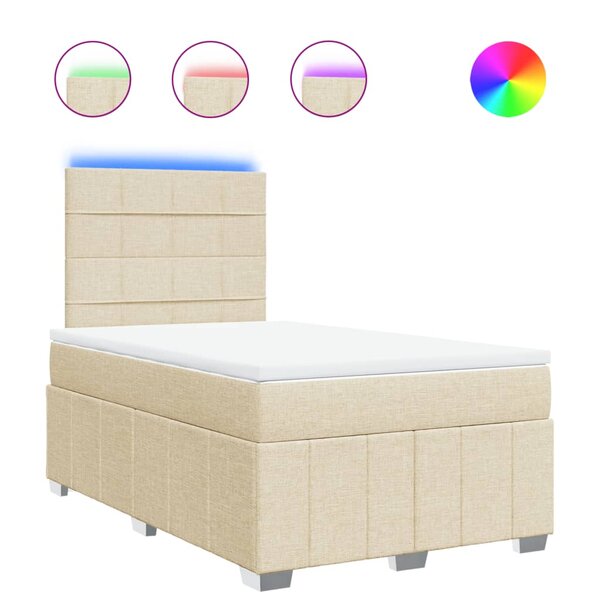 vidaXL Sommier à lattes de lit avec matelas crème 120x190 cm tissu
