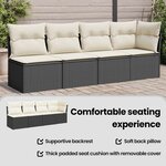 vidaXL Canapé de jardin avec coussins 4 places noir résine tressée