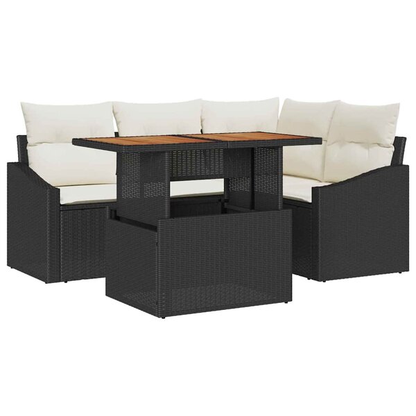 vidaXL Ensemble de salle à manger pour jardin 5 Pièces Noir et Crème