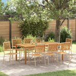 Ensemble de salle à manger jardin vidaXL 9 pièces Beige poly rotin acacia