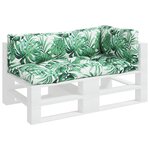 vidaXL Coussins de palette lot de 3 motif de feuilles tissu