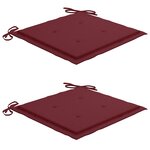 vidaXL Chaises Batavia lot de 2 et coussins bordeaux Bois teck massif