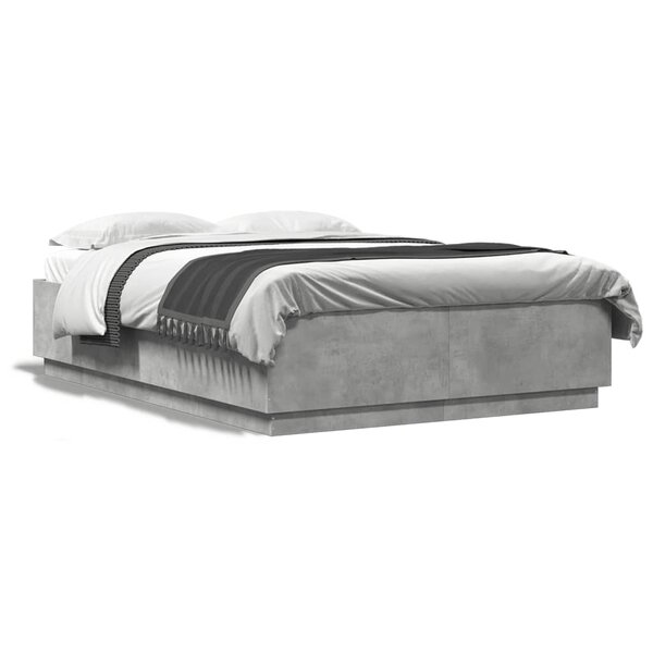 vidaXL Cadre de lit sans matelas gris béton 150x200 cm