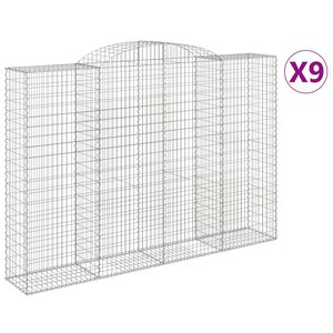 vidaXL Paniers à gabions arqués 9 Pièces 300x50x200/220 cm Fer galvanisé