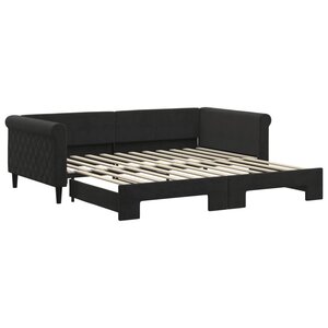 vidaXL Lit de jour avec gigogne sans matelas noir 100x200 cm