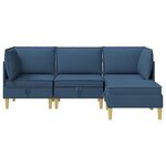 vidaXL Canapé modulaire avec rangement 4 Pièces Bleu Tissu