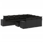 vidaXL Salon de jardin 11 Pièces avec coussins noir résine tressée