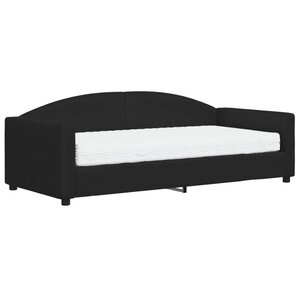 vidaXL Lit de jour avec matelas noir 90x190 cm tissu