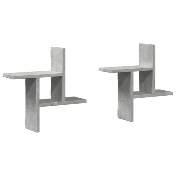 vidaXL Étagères murales 2 Pièces gris béton 38x12x38 cm bois d'ingénierie