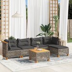 vidaXL Salon de jardin 6 Pièces avec coussins gris résine tressée