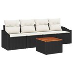 vidaXL Ensemble de canapé de jardin avec coussin 5 Pièces Noir Poly rotin