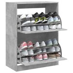 vidaXL Armoire à chaussures 2 tiroirs rabattables gris béton