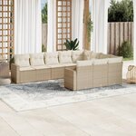 vidaXL Salon de jardin avec coussins 10 Pièces beige résine tressée