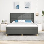 vidaXL Lit à ressort avec Matelas & LED Gris Foncé 180x200 cm Tissu