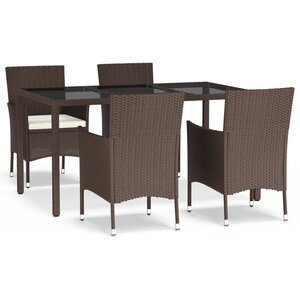 vidaXL Ensemble à manger de jardin 5 Pièces et coussins marron poly rotin