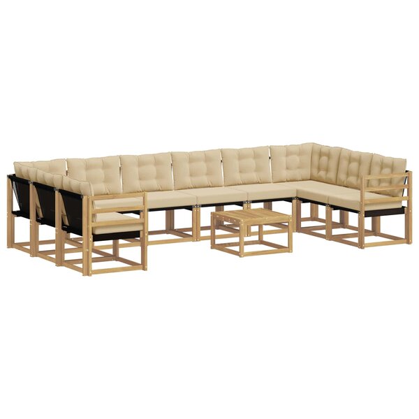 vidaXL Ensemble de canapés d'extérieur 11 pc Blanc et Beige