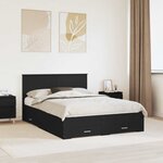 vidaXL Cadre de lit avec tiroir Noir 140 x 190 cm Bois d'ingénierie