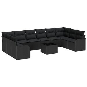 vidaXL Ensemble de canapé de jardin Noir 55 x 55 x 37 cm polyrotin
