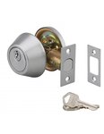 Serrure horizontale tubulaire en applique à bouton pour porte d'entrée  axe réglable  chromé  3 clés - THIRARD