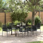 vidaXL Ensemble de salle à manger de jardin 7 pièces avec coussins en poly rattan noir