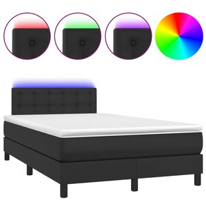 vidaXL Sommier à lattes de lit avec matelas et LED Noir 120x200cm