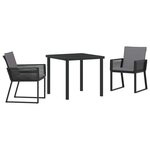 vidaXL Ensemble de salle à manger pour jardin 3 Pièces Noir