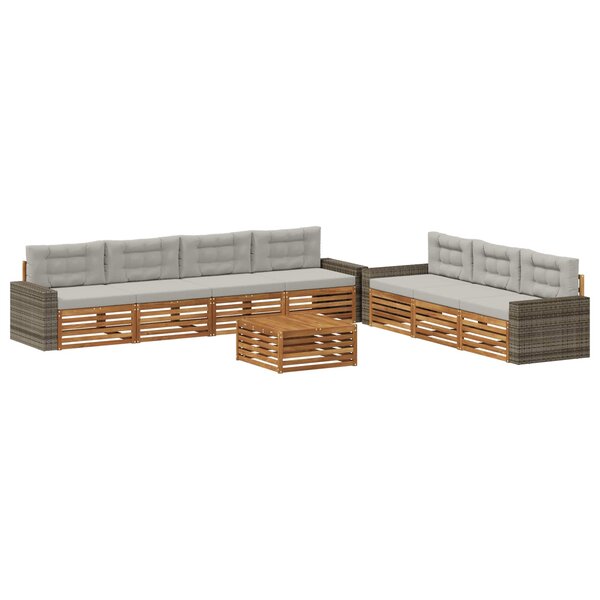 vidaXL Ensemble de canapés d'extérieur 8 pc Naturel et gris clair