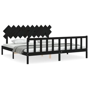 vidaXL Cadre de lit sans matelas noir 200x200 cm bois massif de pin