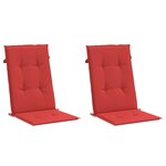 vidaXL Coussins de chaise de jardin dossier haut lot de 2 rouge tissu