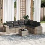 vidaXL Salon de jardin avec coussins 7 Pièces gris clair résine tressée