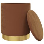 vidaXL Tabouret de rangement rond Marron Velours 31 x 37 cm