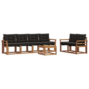 vidaXL Ensemble de canapés d'extérieur 7 pc Naturel et Noir