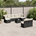 vidaXL Salon de jardin 10 Pièces avec coussins noir résine tressée