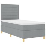 vidaXL Lit à ressort LED avec matelas Gris clair 90 x 190 cm tissu