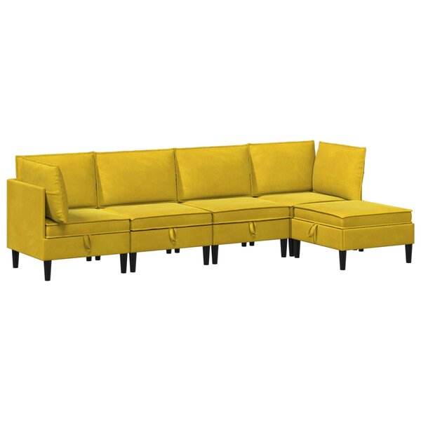 vidaXL Ensemble de meubles pour le salon 5 Pièces Jaune Velours