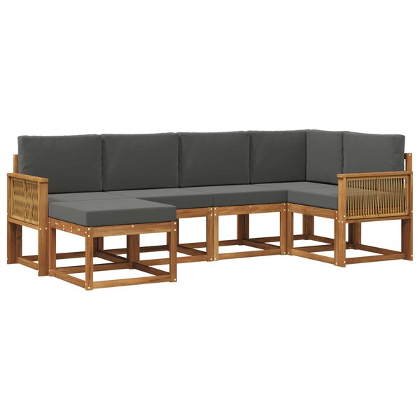 vidaXL Ensemble de canapés d'extérieur 6 pc Naturel et Anthracite
