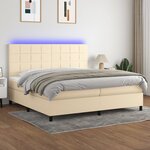 vidaXL Sommier à lattes de lit et matelas et LED Crème 200x200cm Tissu