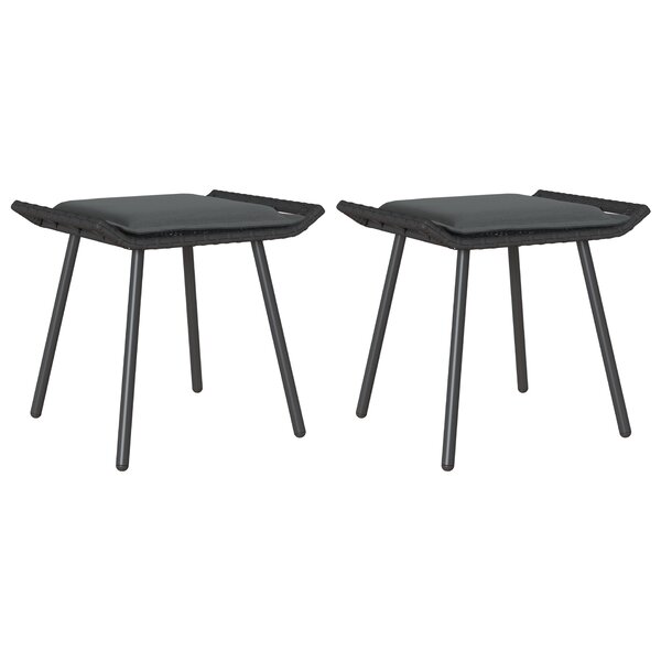 Tabourets de jardin vidaXL 2 Pièces Noir 50x40x45 cm Poly Rattan