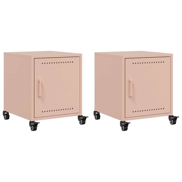 vidaXL Tables de chevet 2 Pièces rose 36x39x43 5 cm acier