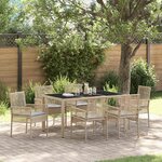 vidaXL Ensemble de salle à manger pour jardin 7 Pièces Beige Poly rotin