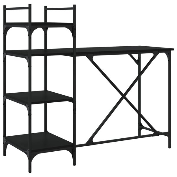 vidaXL Bureau d'ordinateur avec étagères noir 120x47x109 cm