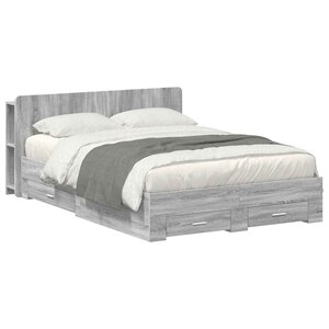 vidaXL Cadre de lit avec rangement Sonoma gris 140 x 200 cm