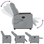 vidaXL Fauteuil inclinable de massage électrique Gris clair Tissu