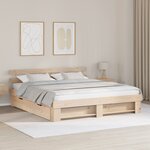 vidaXL Cadre de lit avec tiroir Marron 200 x 200 cm Bois massif en pin